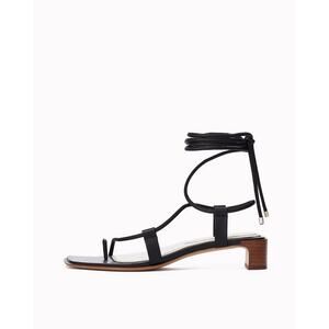 Rag & Bone Cindy Tie Black Leather Open Toe Wrap Sandal Size 6 (36)